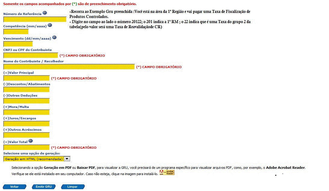 Instruções para Preenchimento e Impressão da GRU SIMPLES – DCF